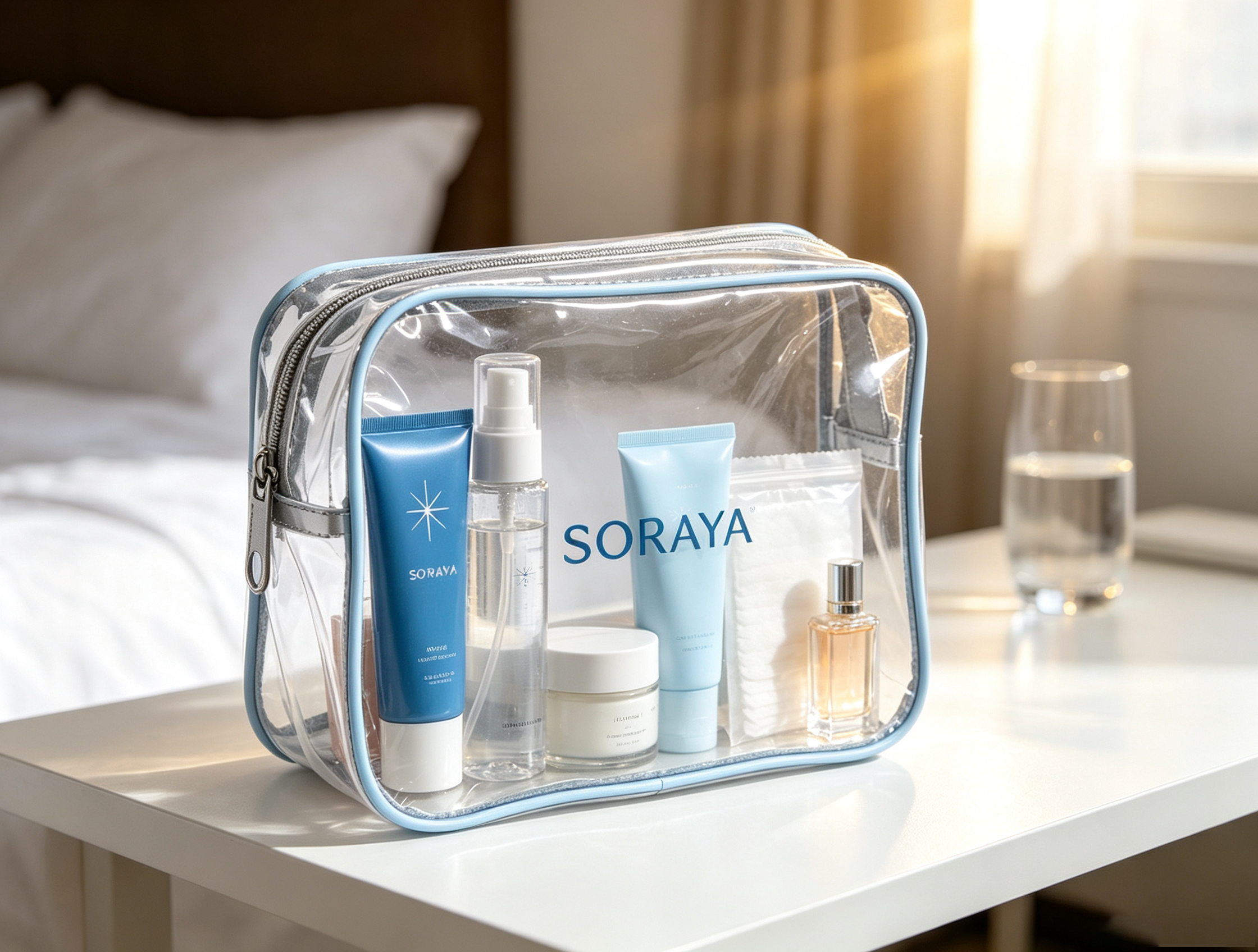 Custom Printed Portable Waterproof Transparent Cosmetic Bag with zipper for traveling